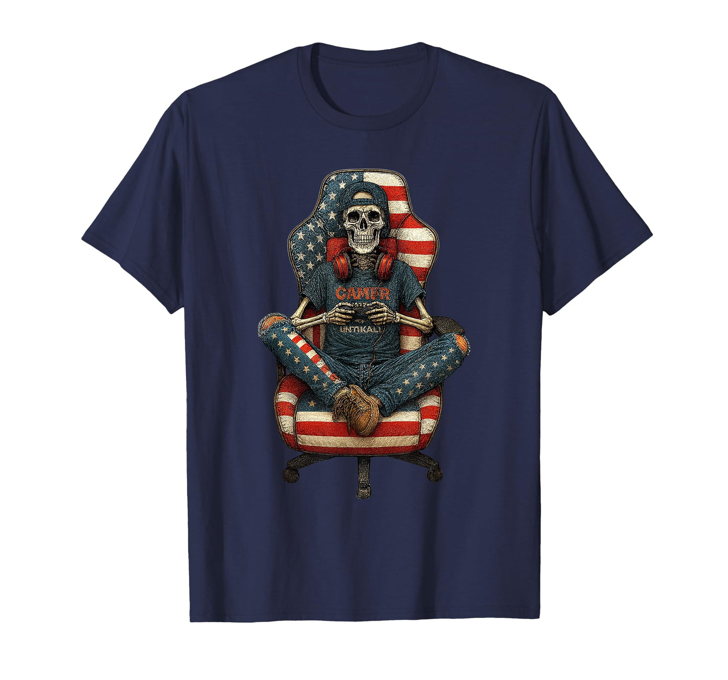 Retro Skeleton Gamer Outfit – Funny Halloween Gaming Look wi T-Shirt