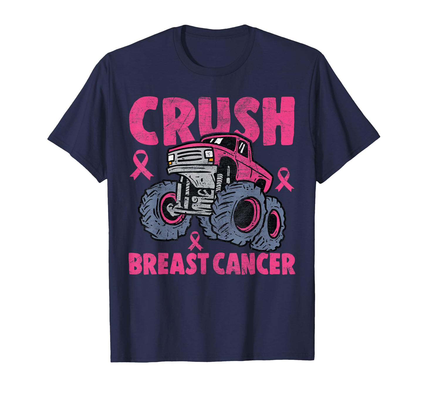 Crush Breast Cancer Awareness Monster Truck kids Boys Girls T-Shirt