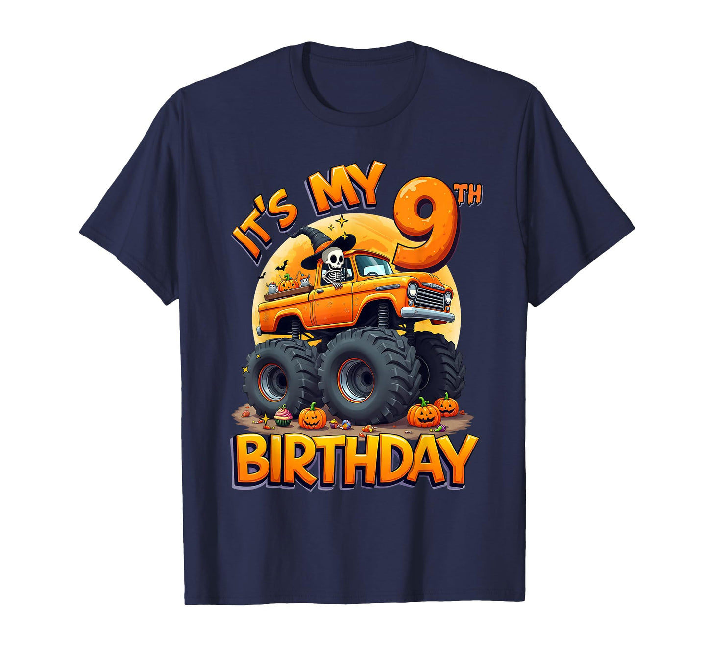 Kids It's My 9th Birthday Boy Halloween Monster Truck T-Shirt