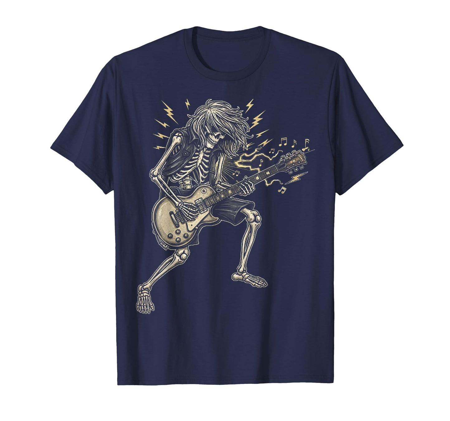 Skeleton Playing Electric Guitar for Halloween Men Women T-Shirt