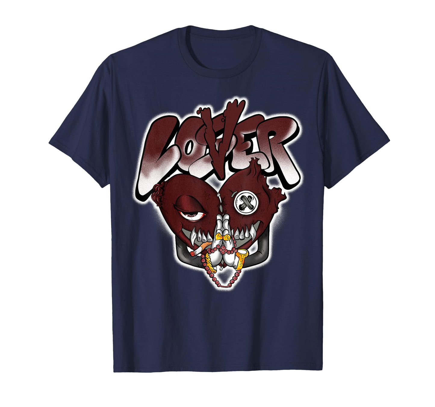 Loser Love Heart Pain Matching Graphic Red Burgundy T-Shirt