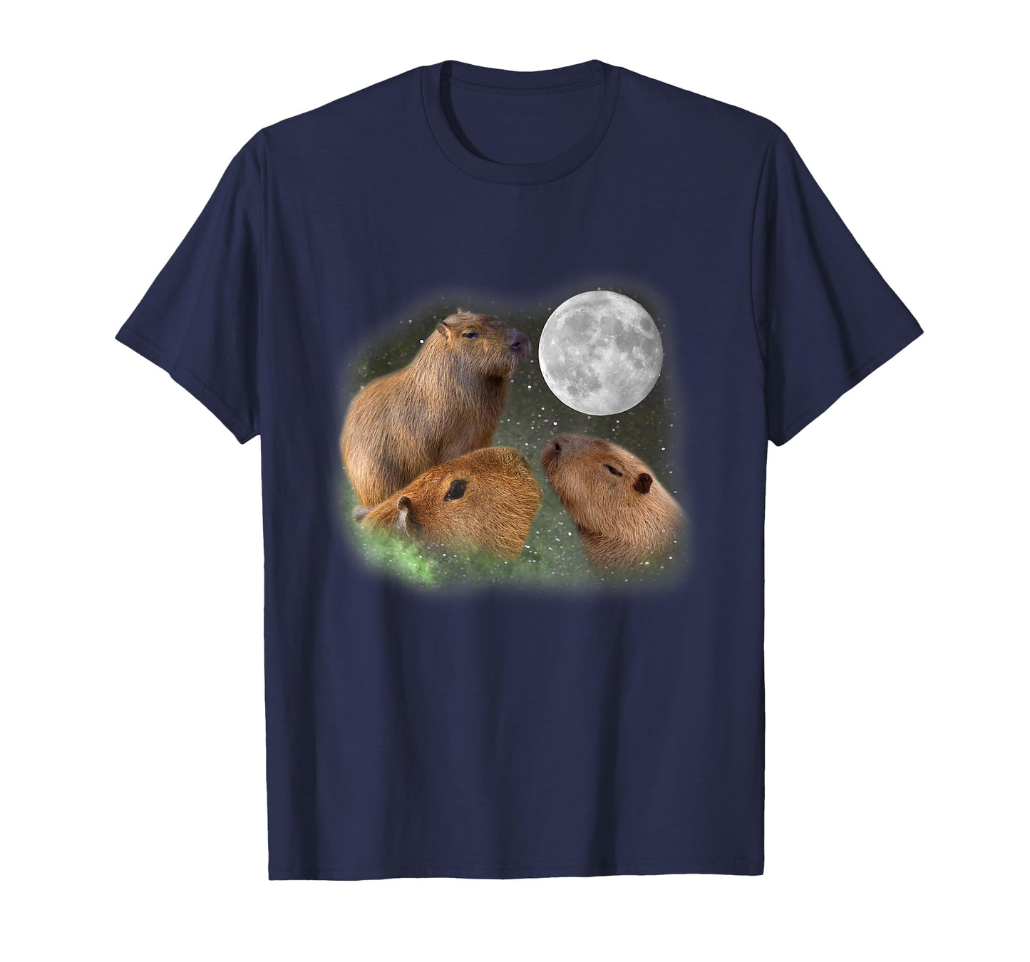 Three Moon Capybaras T-Shirt. Funny Cute Animal Parody Tee T-Shirt