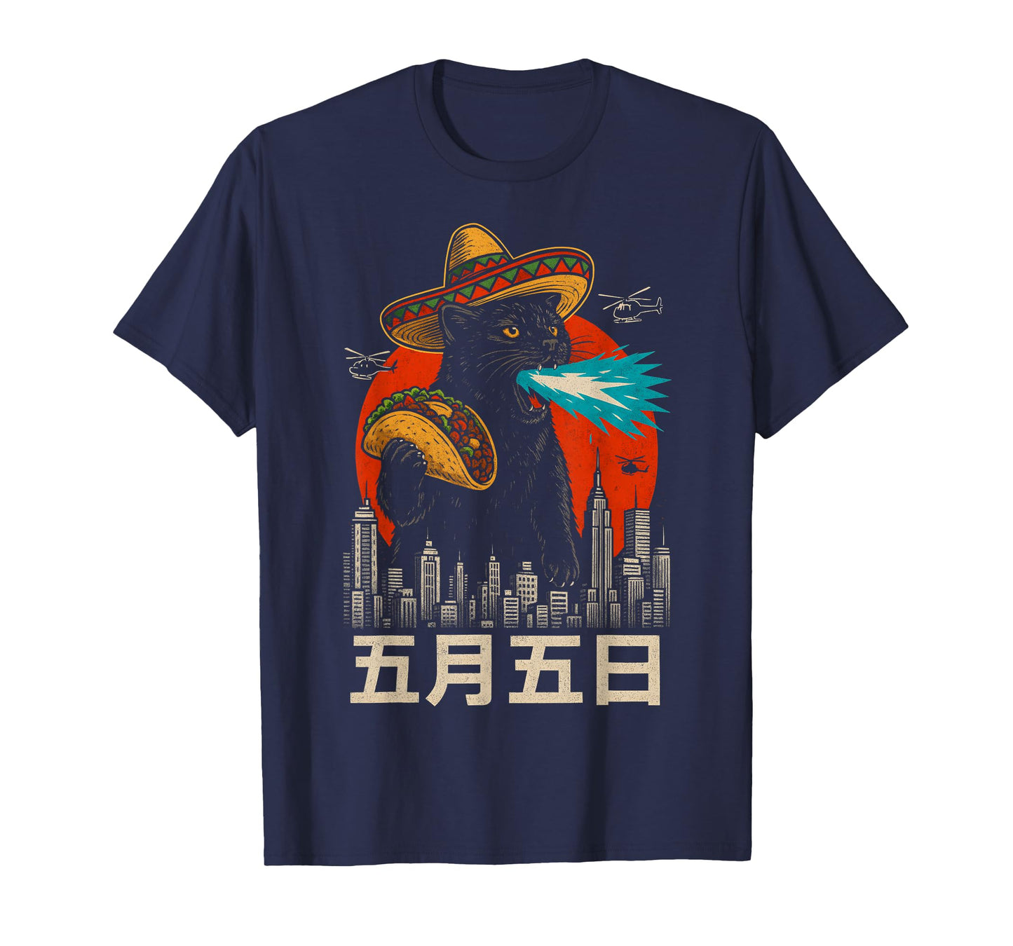 Kaiju Cat Eating Taco Funny Cinco de Mayo Cat Lover T-Shirt