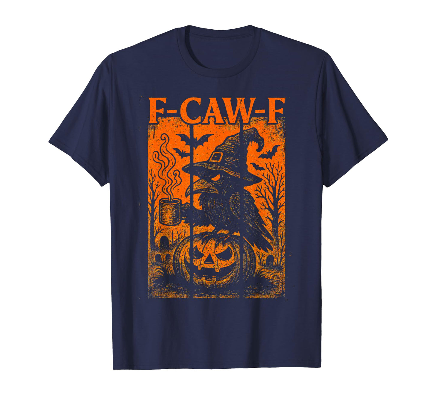 Funny F-Caw-F Raven Black Crow Spooky Season Halloween Retro T-Shirt