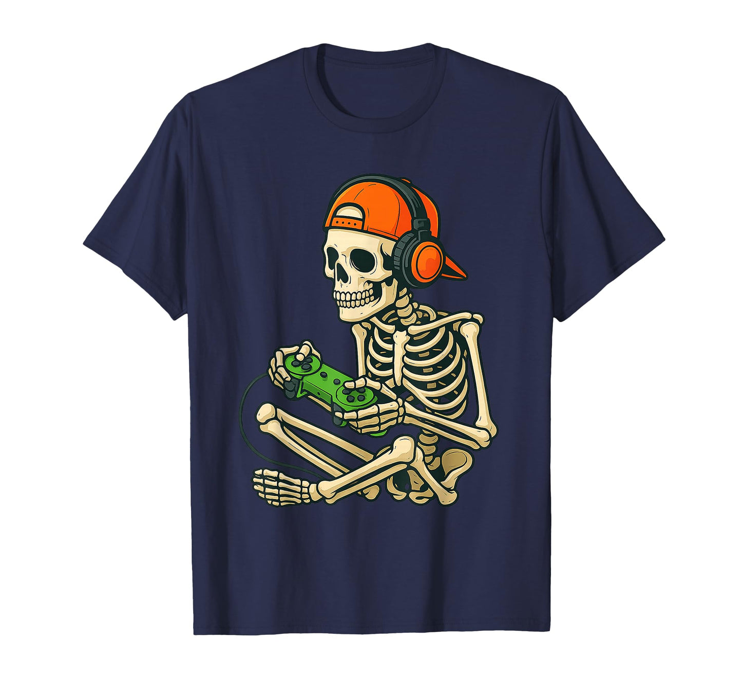Halloween Skeleton Gamer Video Gaming Boys Men Kids Tees T-Shirt