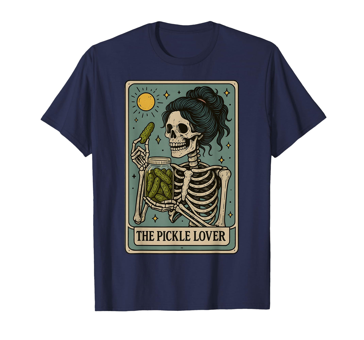 Funny The Pickle Lover Tarot Card Skeleton Women Goth Girl T-Shirt