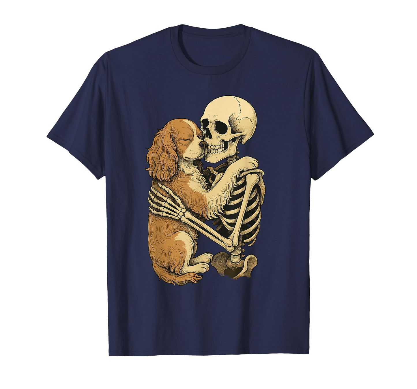 Skeleton Hugging Cavalier King Charles Spaniel T-Shirt