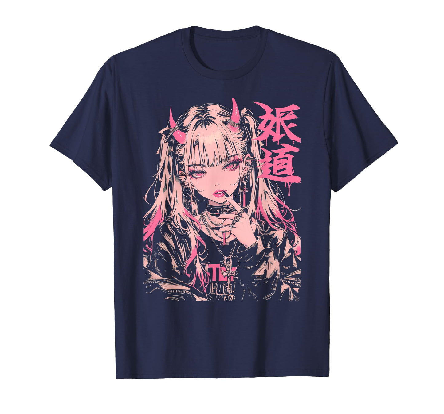 Goth Grunge Demon Anime Girl Waifu Horror Alt Aesthetic T-Shirt