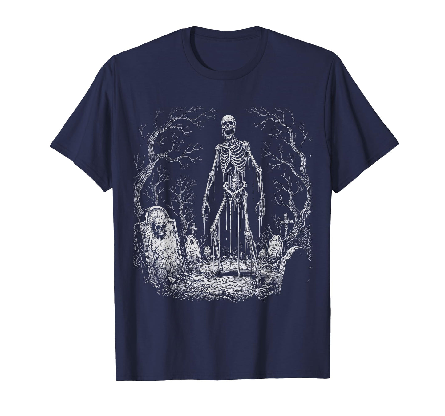 Gothic Zombie Skeleton Undead Horror Graveyard Art T-Shirt