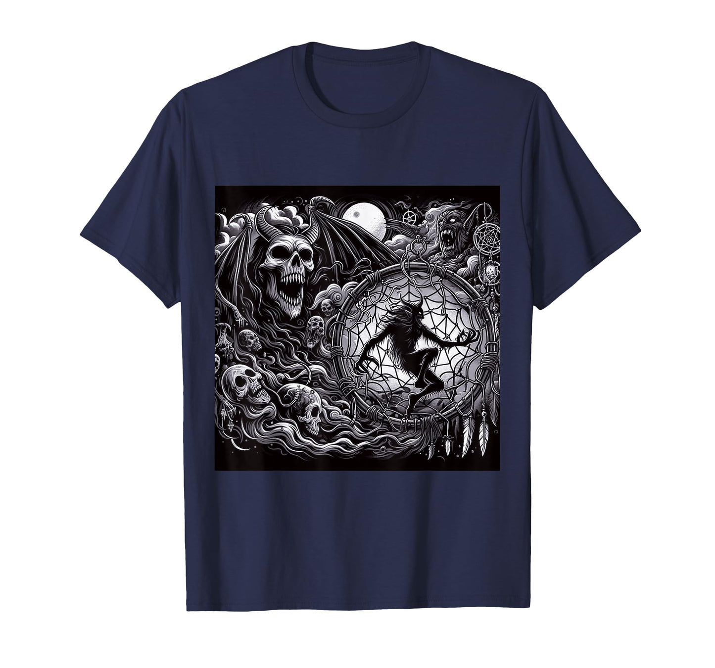 Demonic Occult Dreamcatcher Possessed Spiritual Horror Print T-Shirt