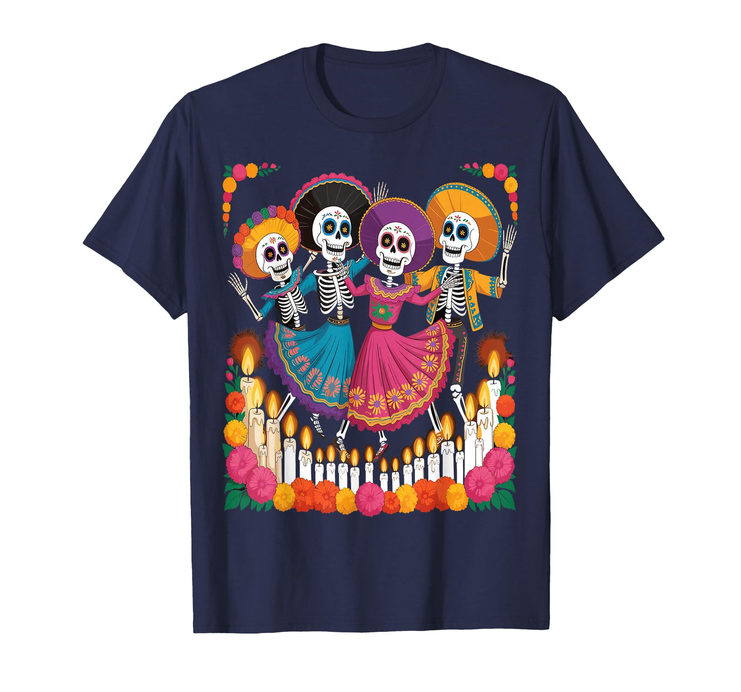 Skeletons Dancing Mexican Day of The Dead Dia de Muertos T-Shirt