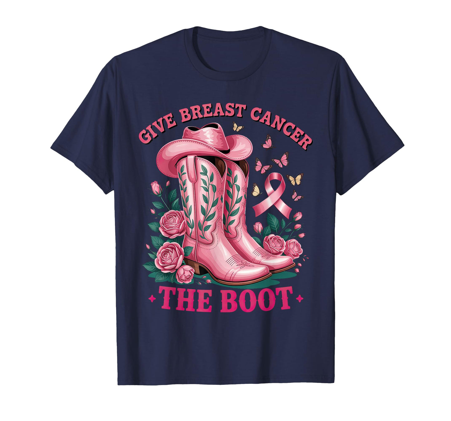 Give Breast Cancer The Boot Cancer Awareness T-Shirt