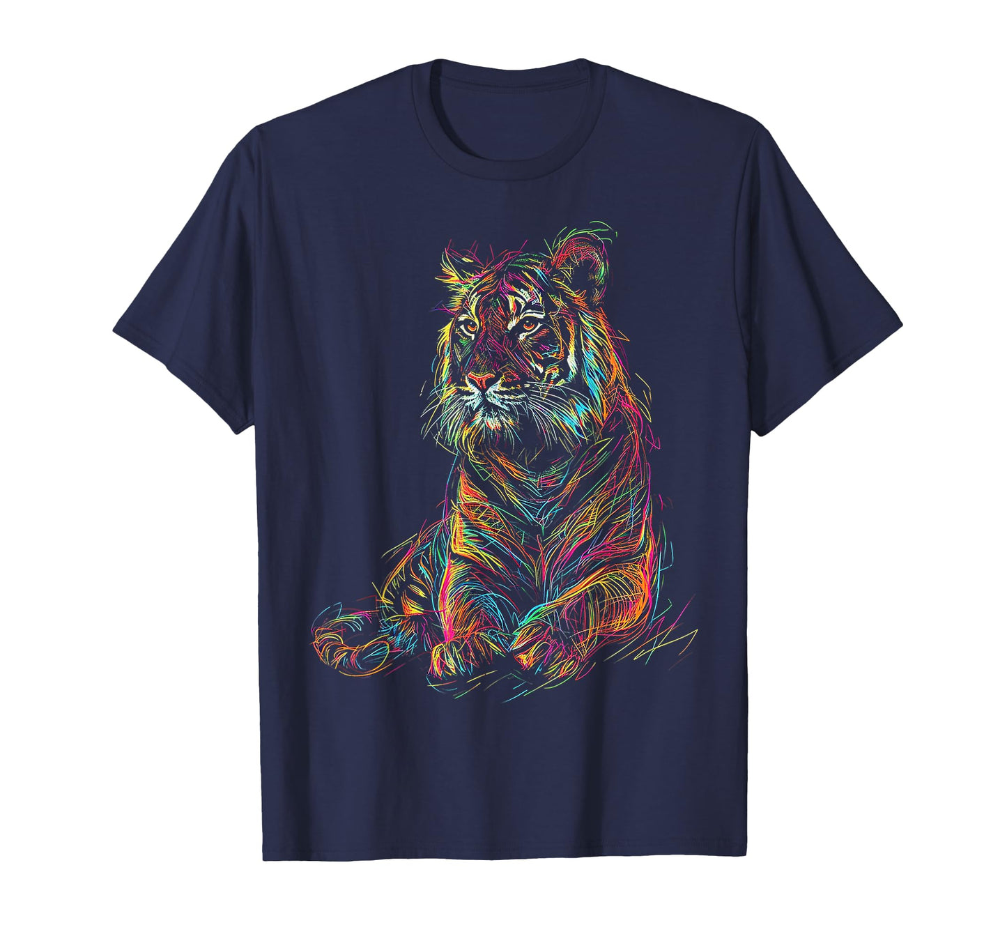 Tiger Colorful Drawing Animal Graphic Abstract Art Tiger T-Shirt
