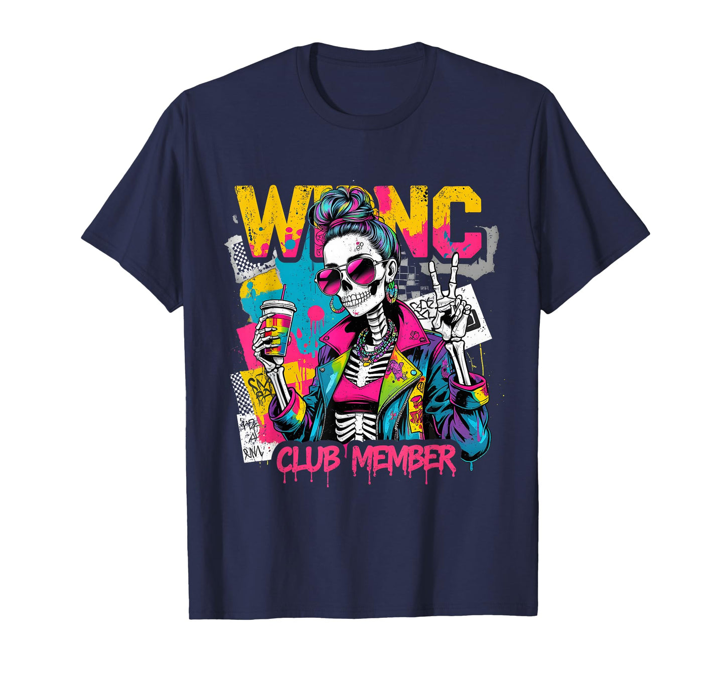 We Do Not Care Club Member Retro Skeleton Style T-Shirt