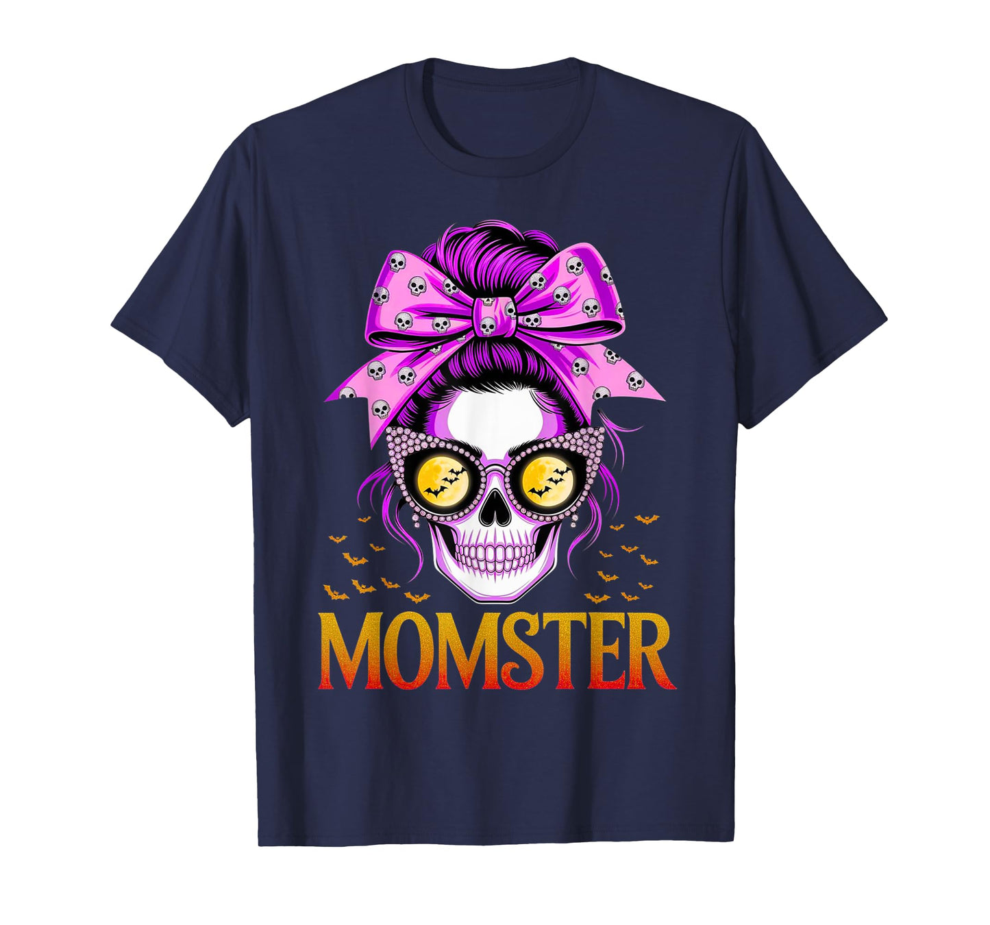 Momster Halloween Costume Skeleton Messy Bun Mother Coffee T-Shirt