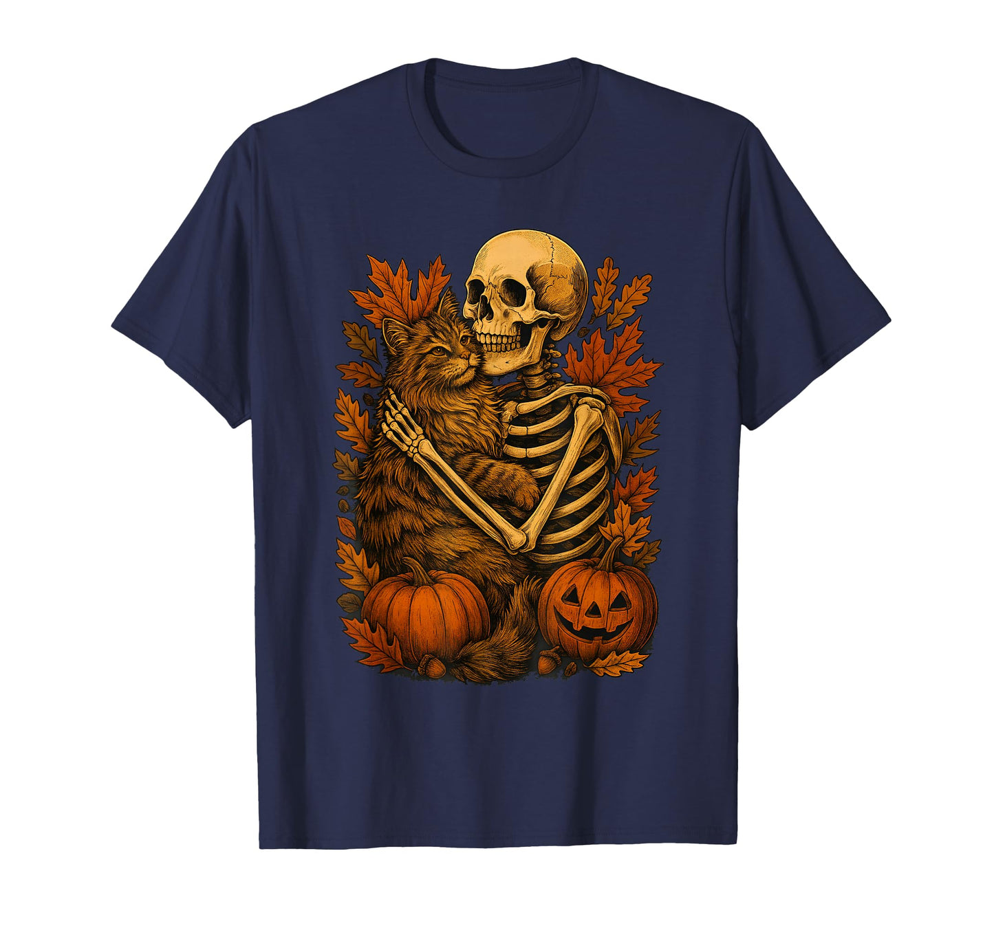Skeleton Hugging Maine Coon T-Shirt