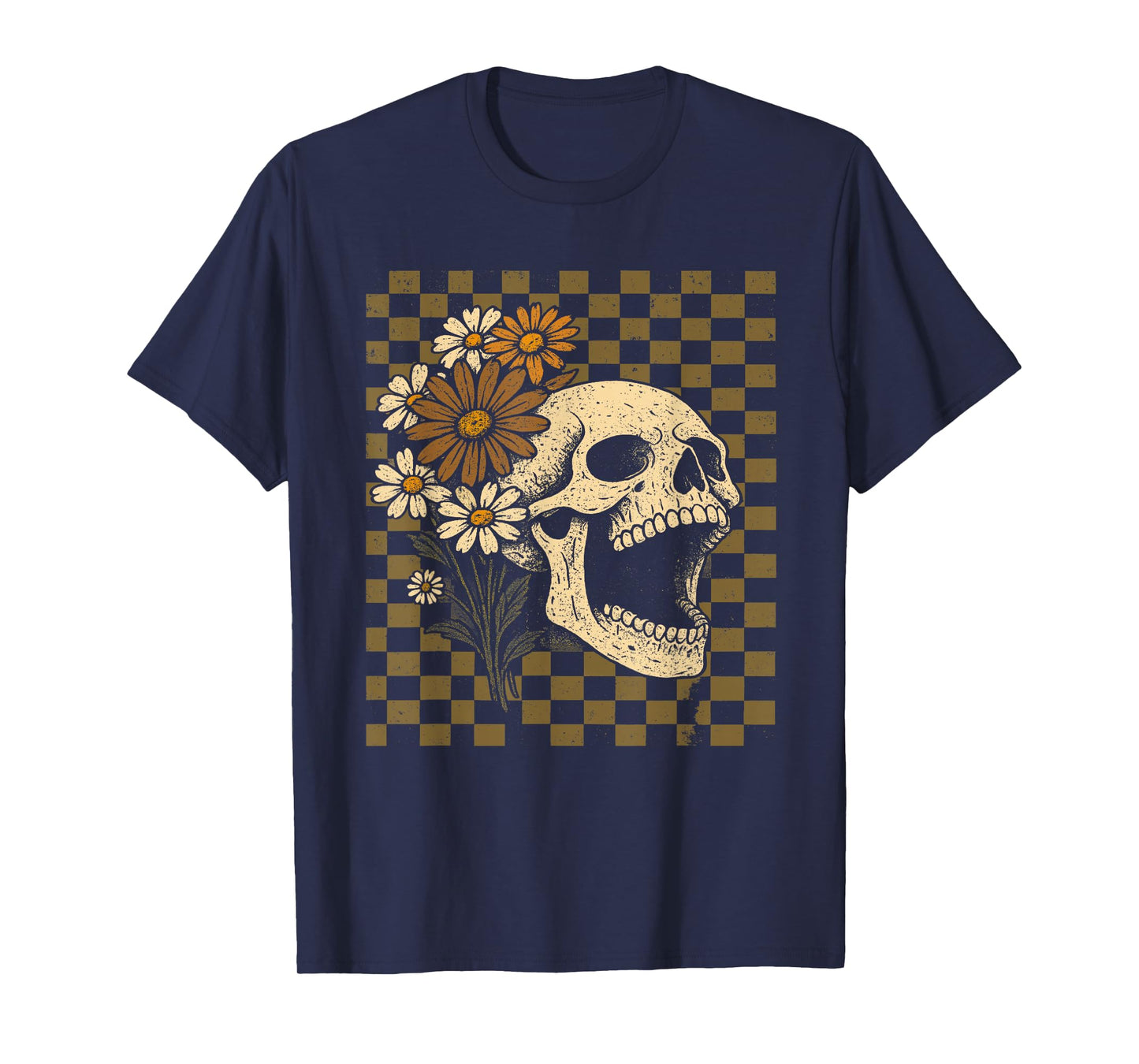 Floral Skeleton Shirt, Screaming Skull T-Shirt Halloween Tee T-Shirt