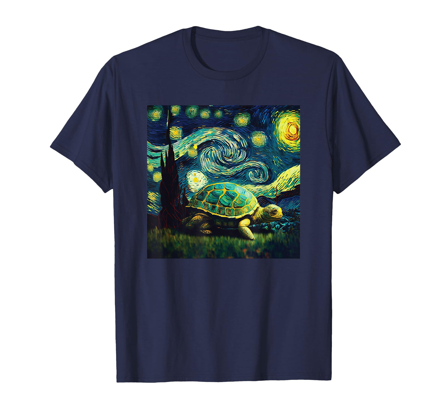cute turtle painting for lover Van Gogh art Starry Night sky T-Shirt