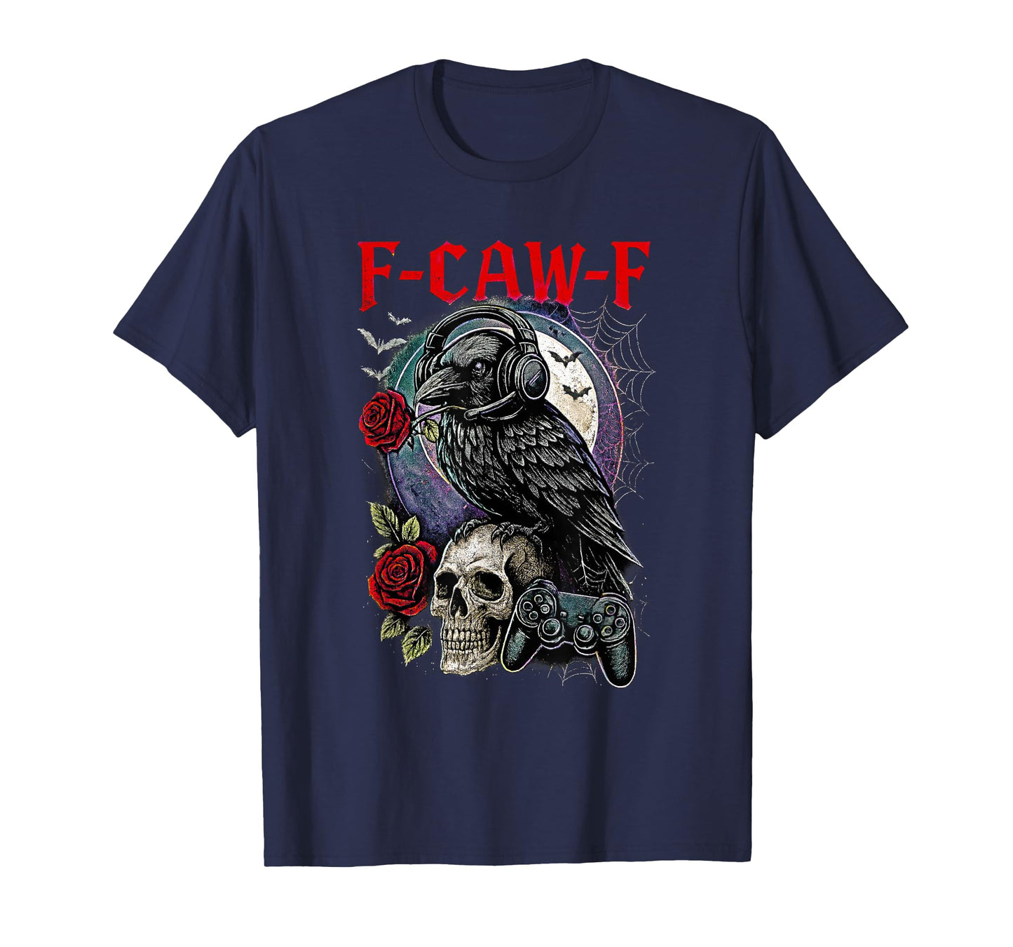 Gothic Crow Gamer Funny Halloween Gaming Design F-CAW-F Cool T-Shirt