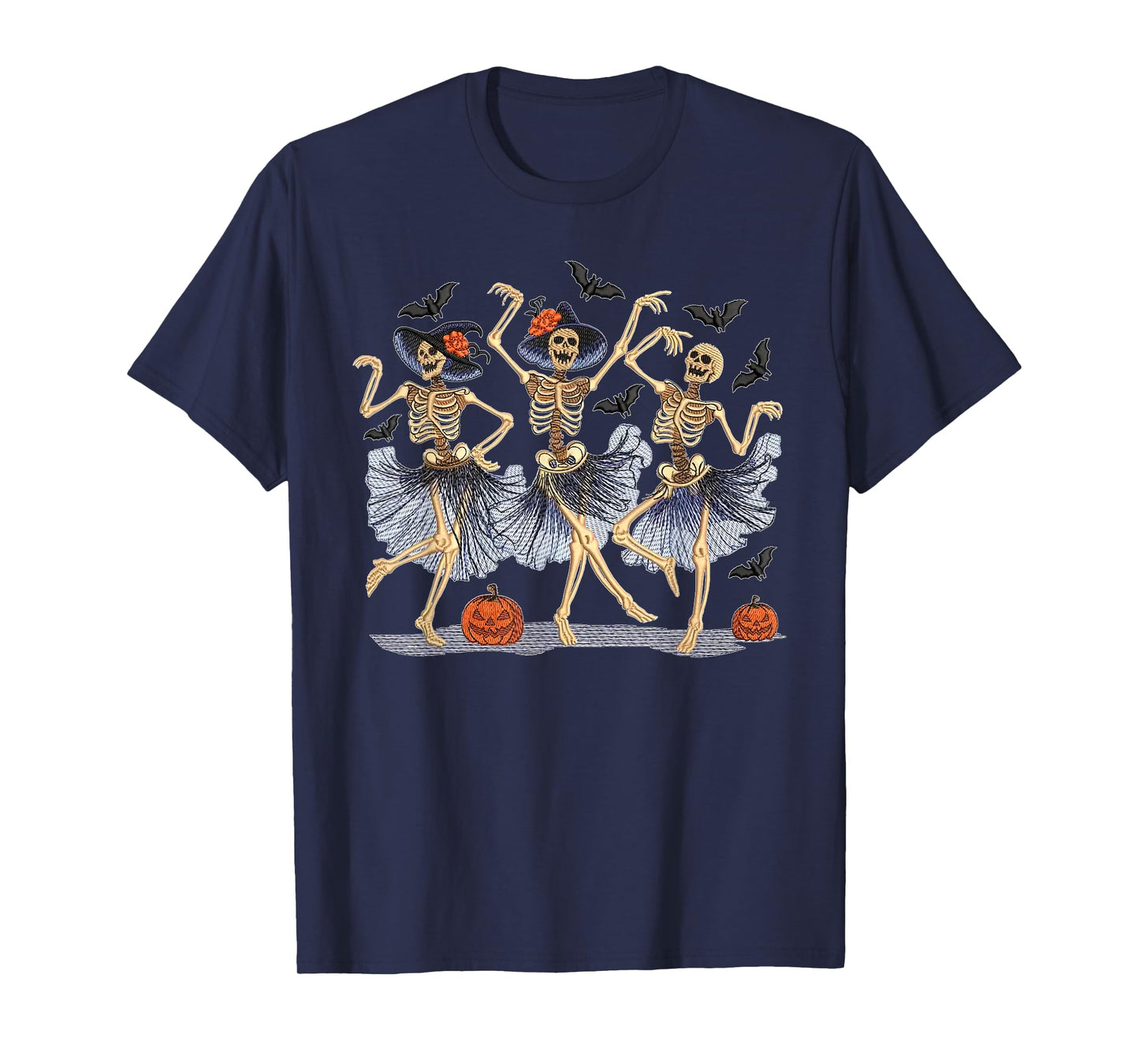 Dancing Skeleton Wearing Dress Spooky Halloween Dancer T-Shirt