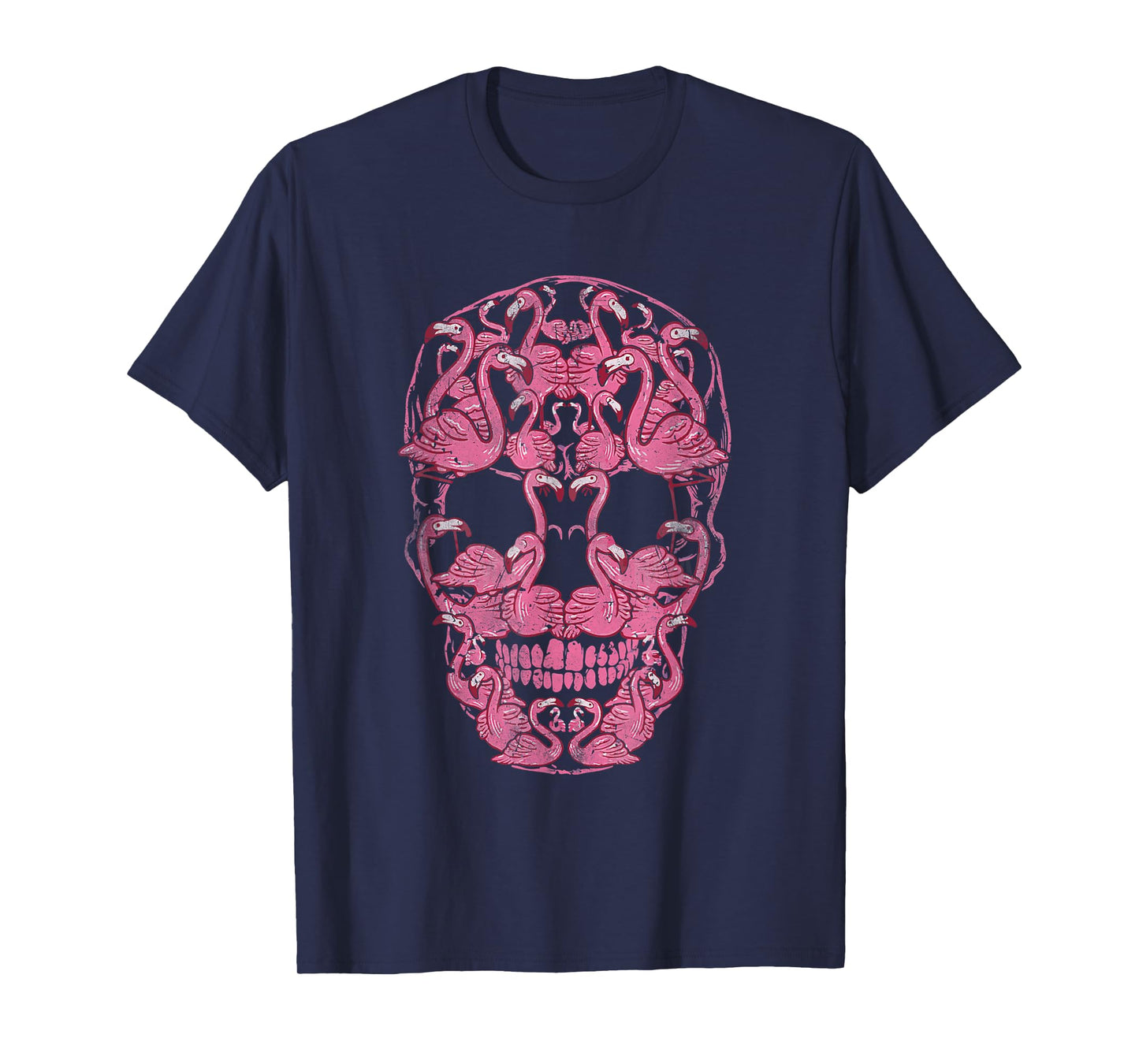 Pink Flamingo Skull Halloween Spooky Breast Cancer Awareness T-Shirt
