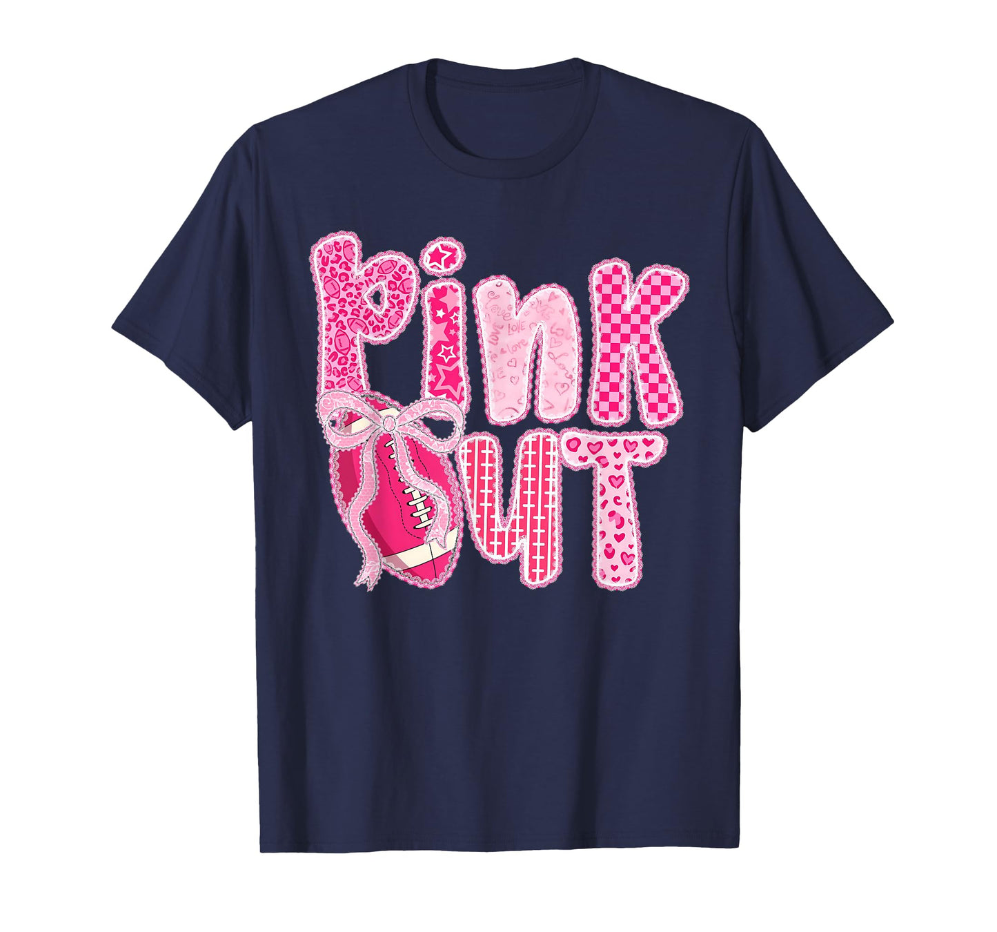 Pink Out Ribbon American Football Breast Cancer Awareness T-Shirt