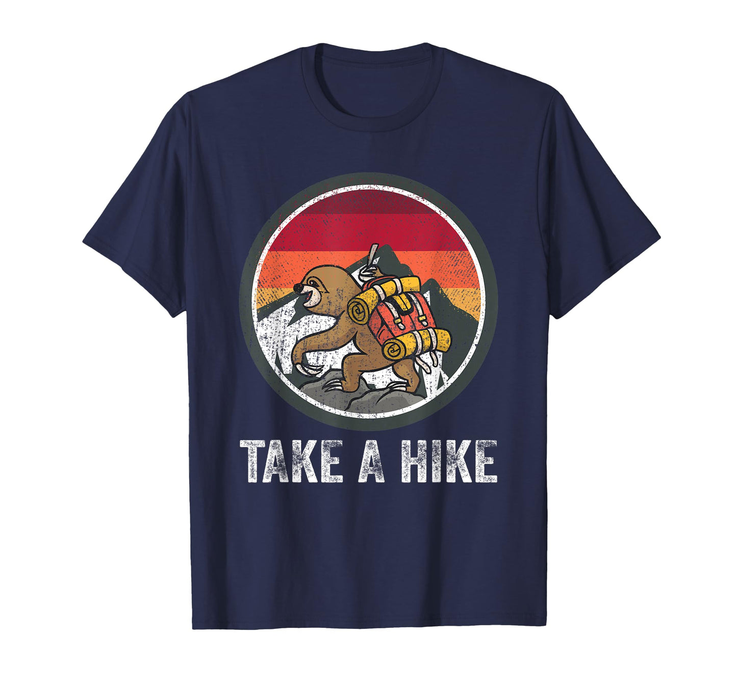 Take A Hike Retro Hiker Sloth Hiking Trekking Fun Kids Boys T-Shirt