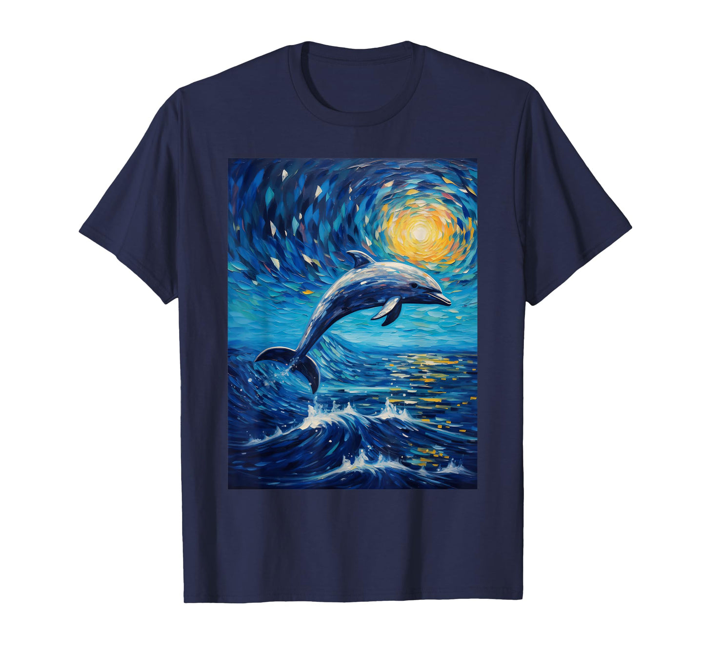 Dolphin Starry Night Van Gogh Style Graphic T-Shirt