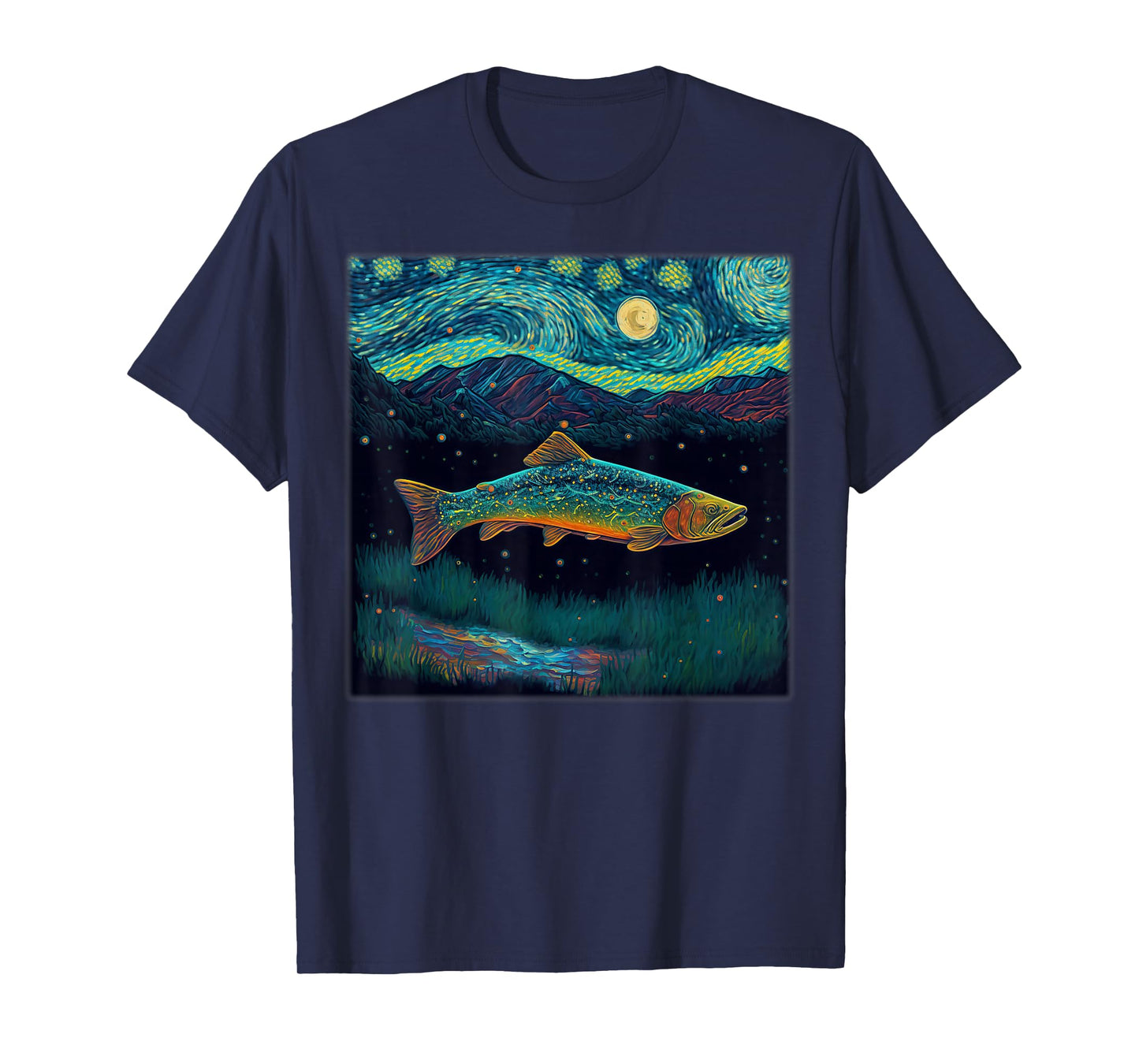 Surrealism Starry Night Brook Trout T-Shirt