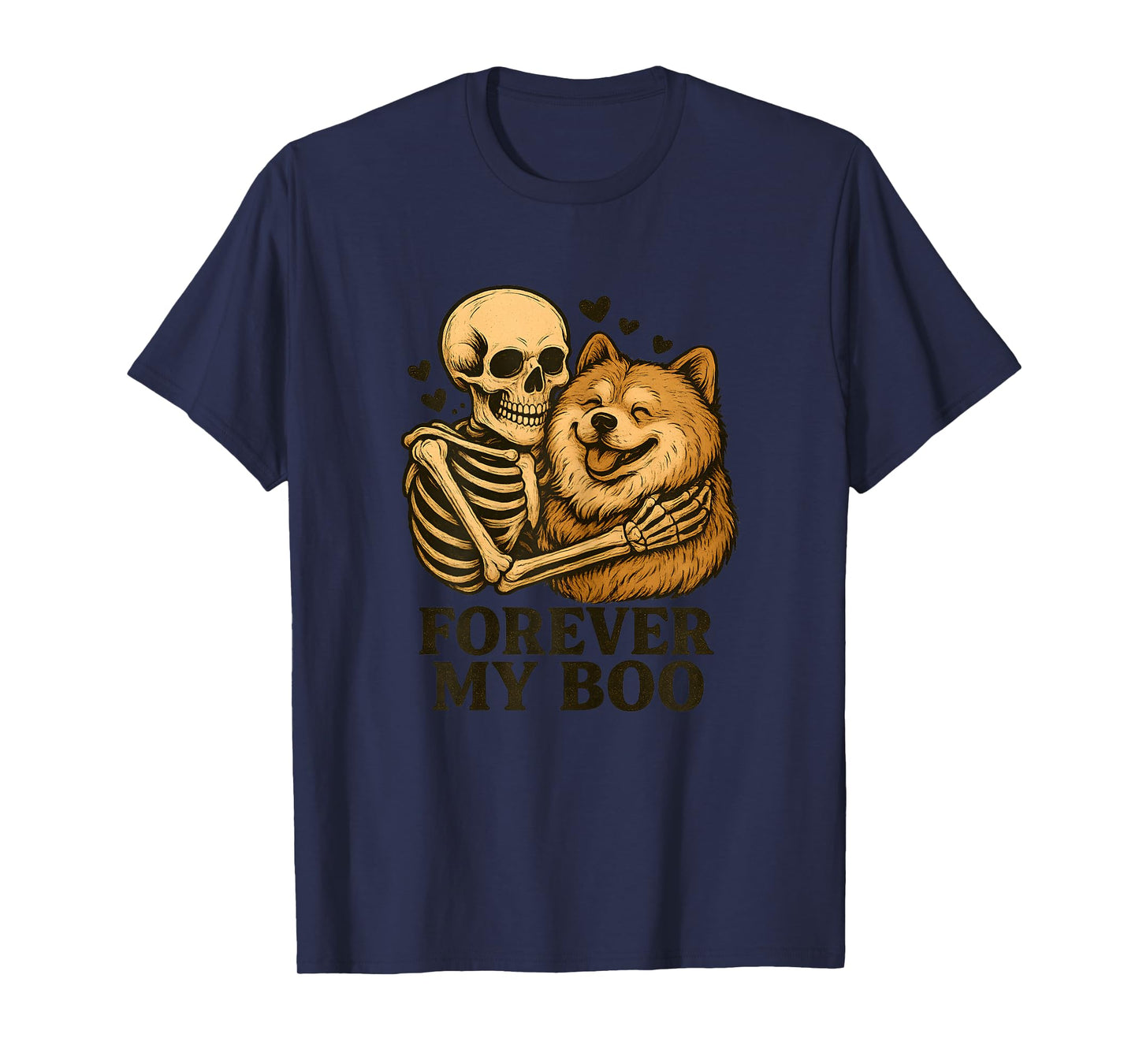 Womens Forever My Boo Skeleton Chow Chow Funny Halloween Couple T-Shirt