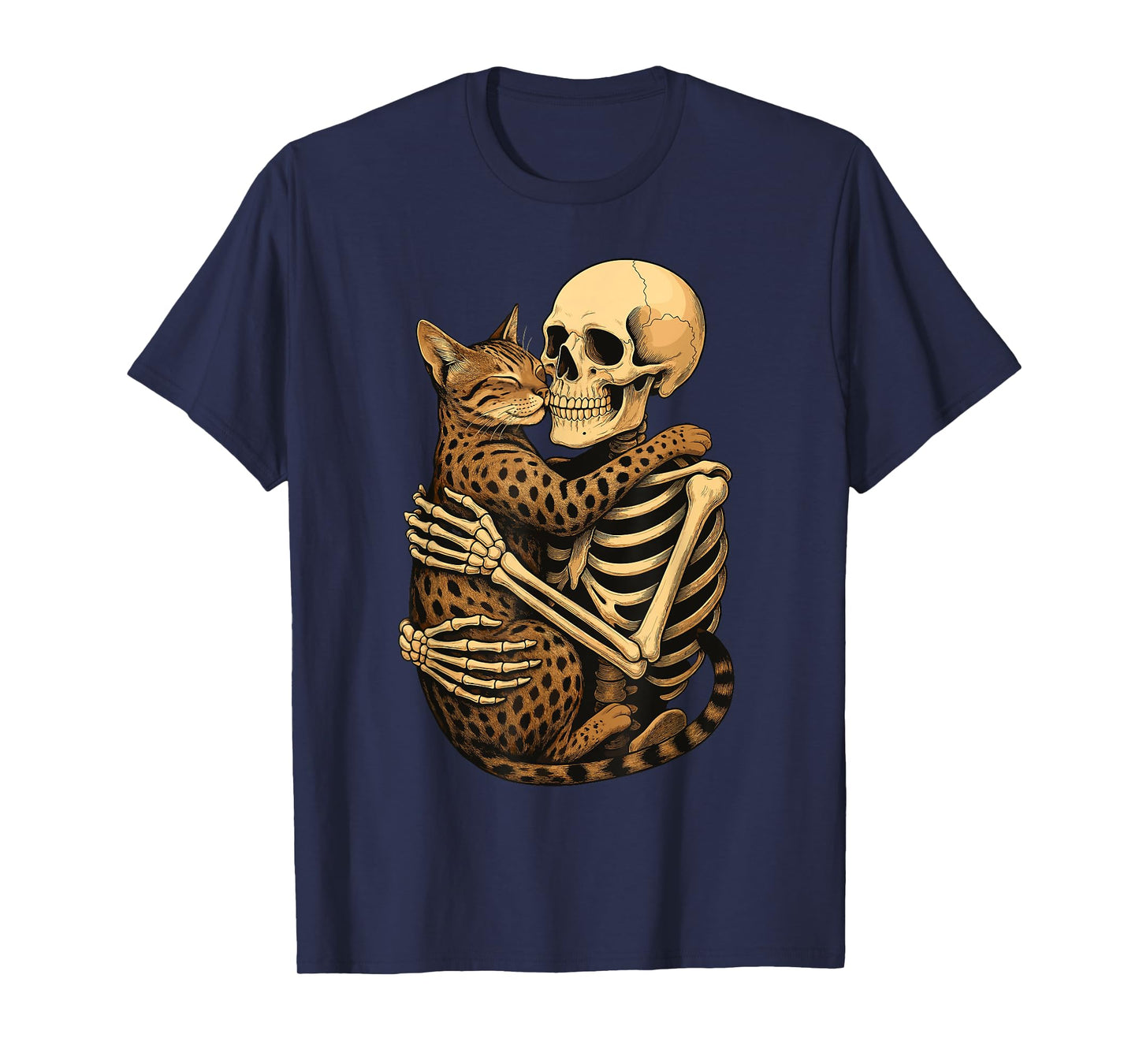 Skeleton Hugging Savannah Cat T-Shirt