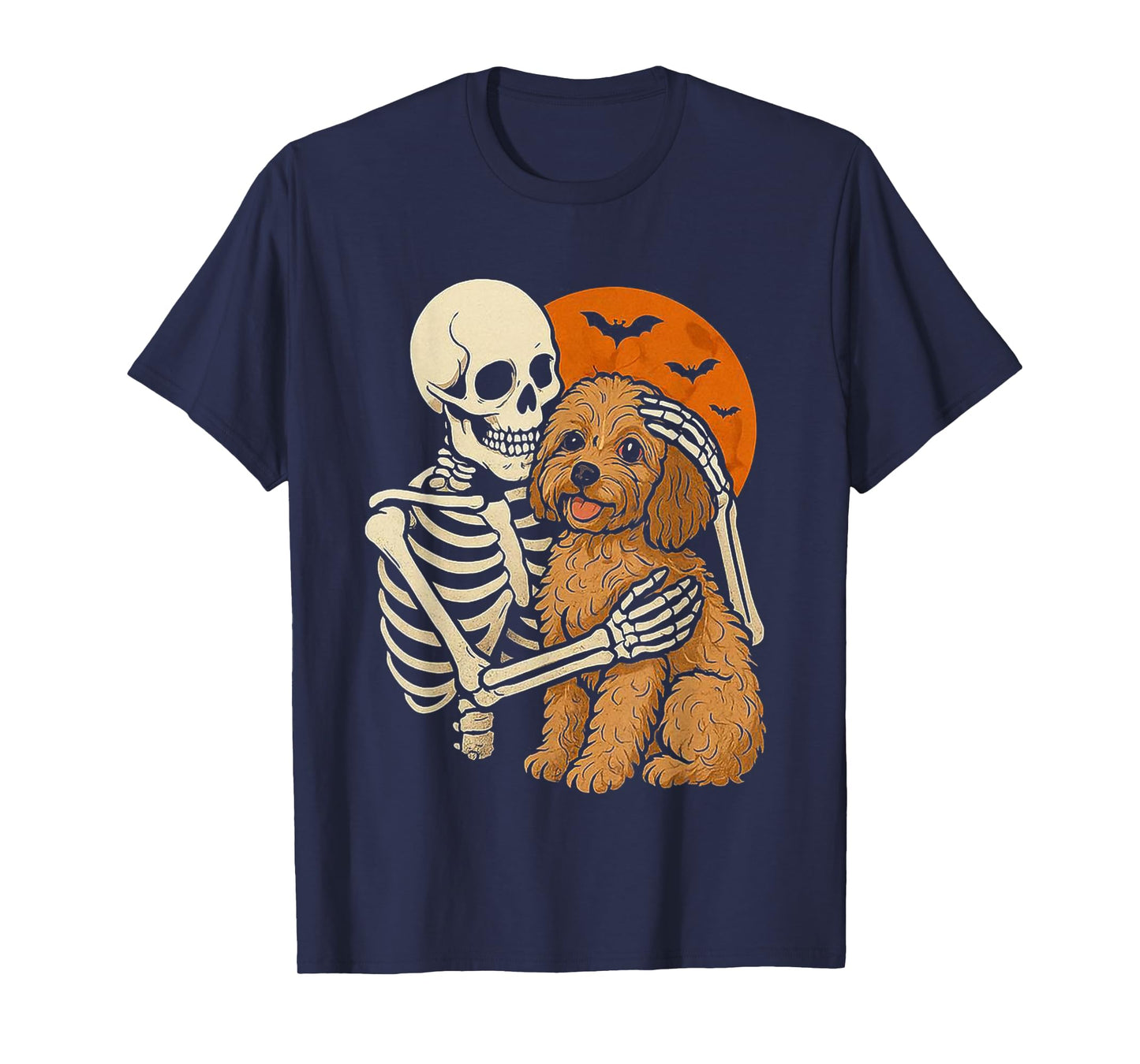 Skeleton Hugging Cavapoo Cockapoo Halloween Lover Mom Dad T-Shirt
