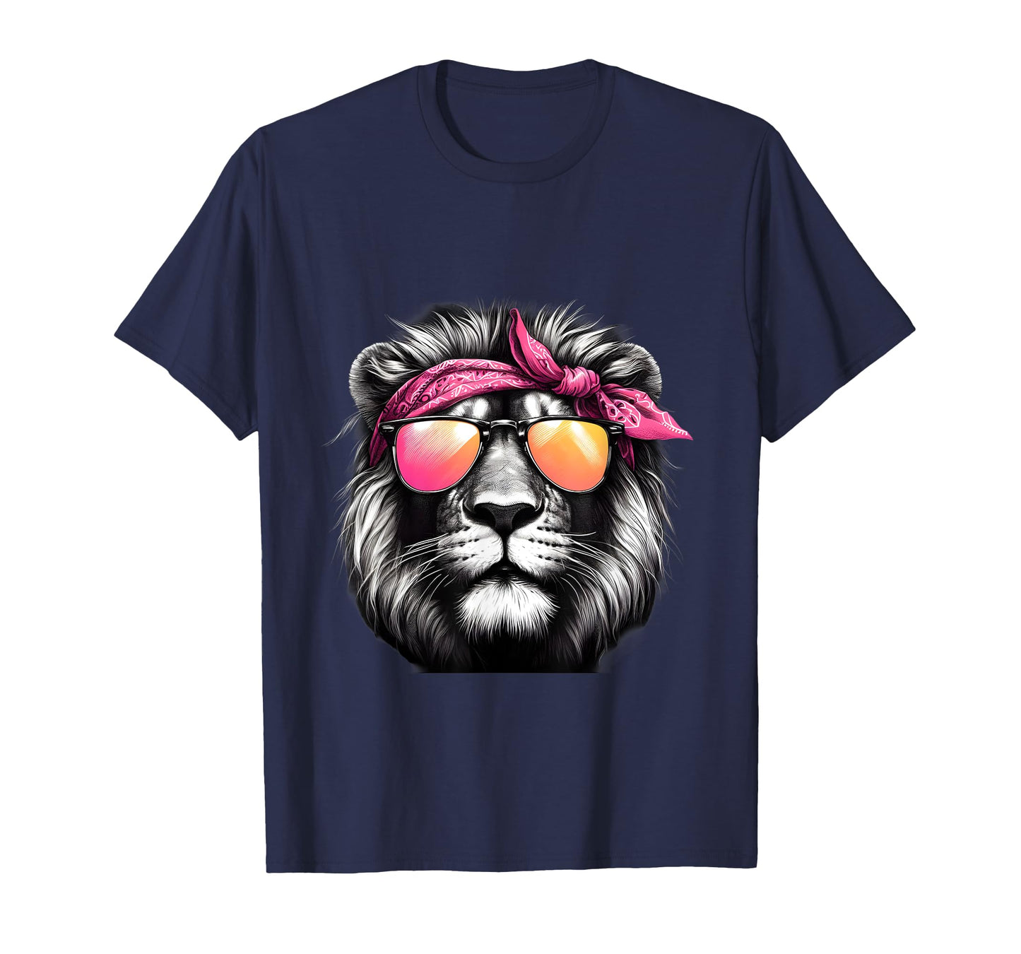 Lion Wearing A Pink Bandana Headband And Sunglasses T-Shirt