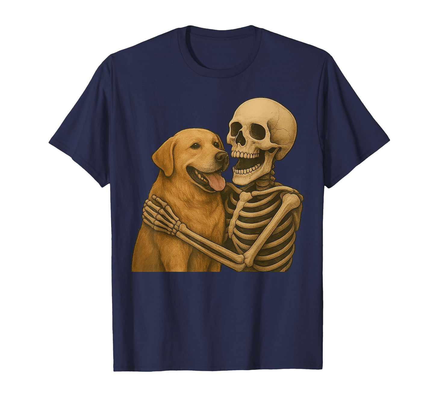 Skeleton Hugging Labrador Retriever Halloween Dog Mom Dad T-Shirt