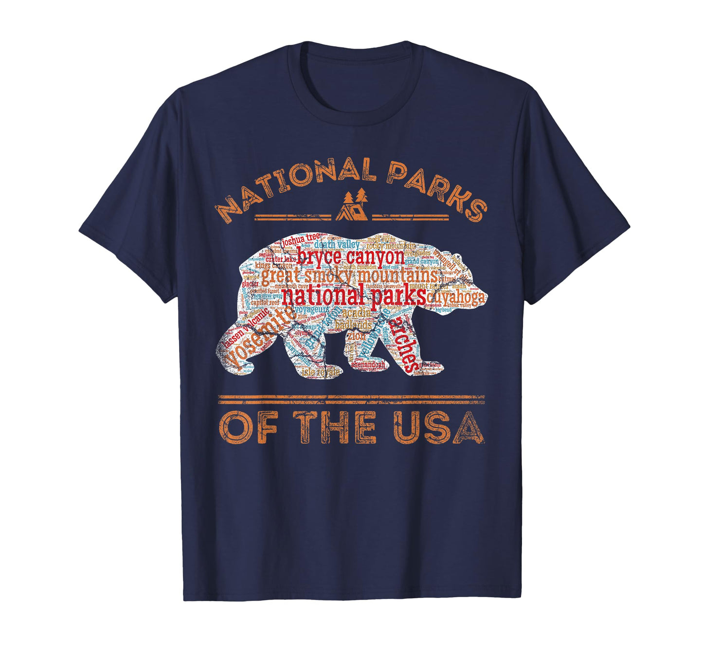 National Parks Bear Hiking Travel Camping Outdoors Retro USA T-Shirt