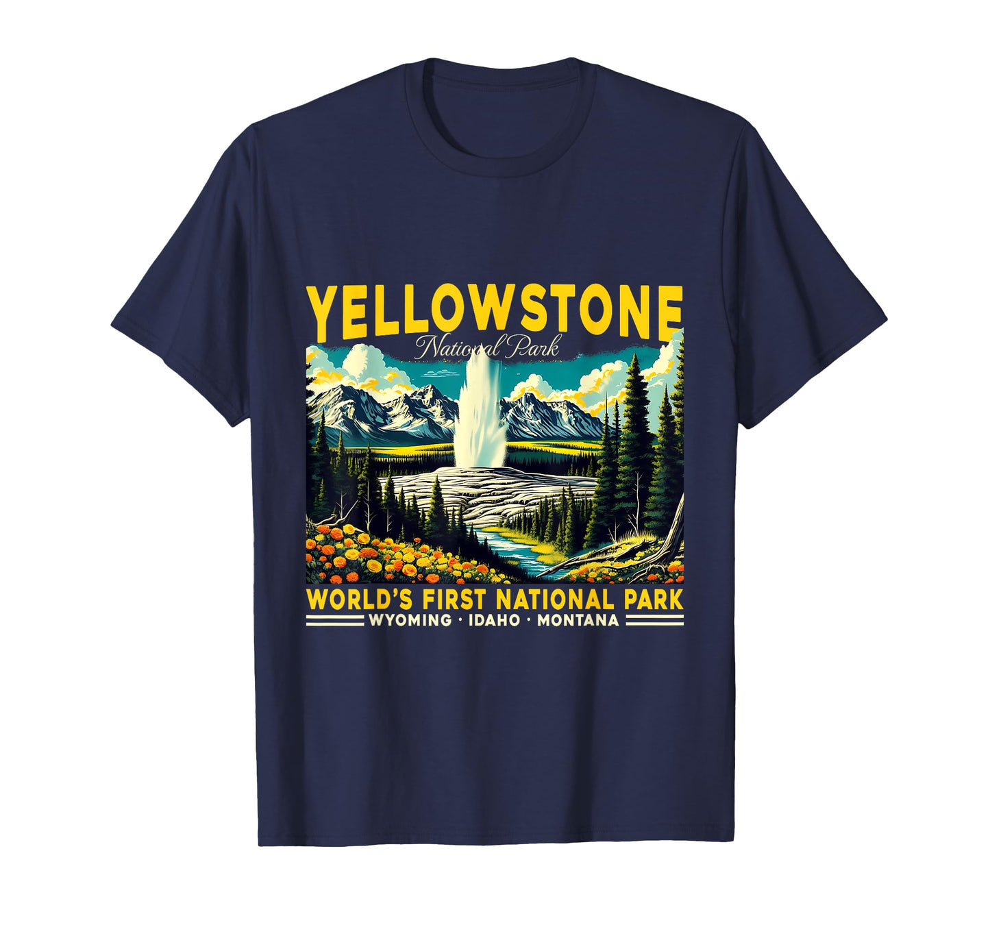 Yellowstone Road Trip 2025 National Park Retro Travel Art T-Shirt