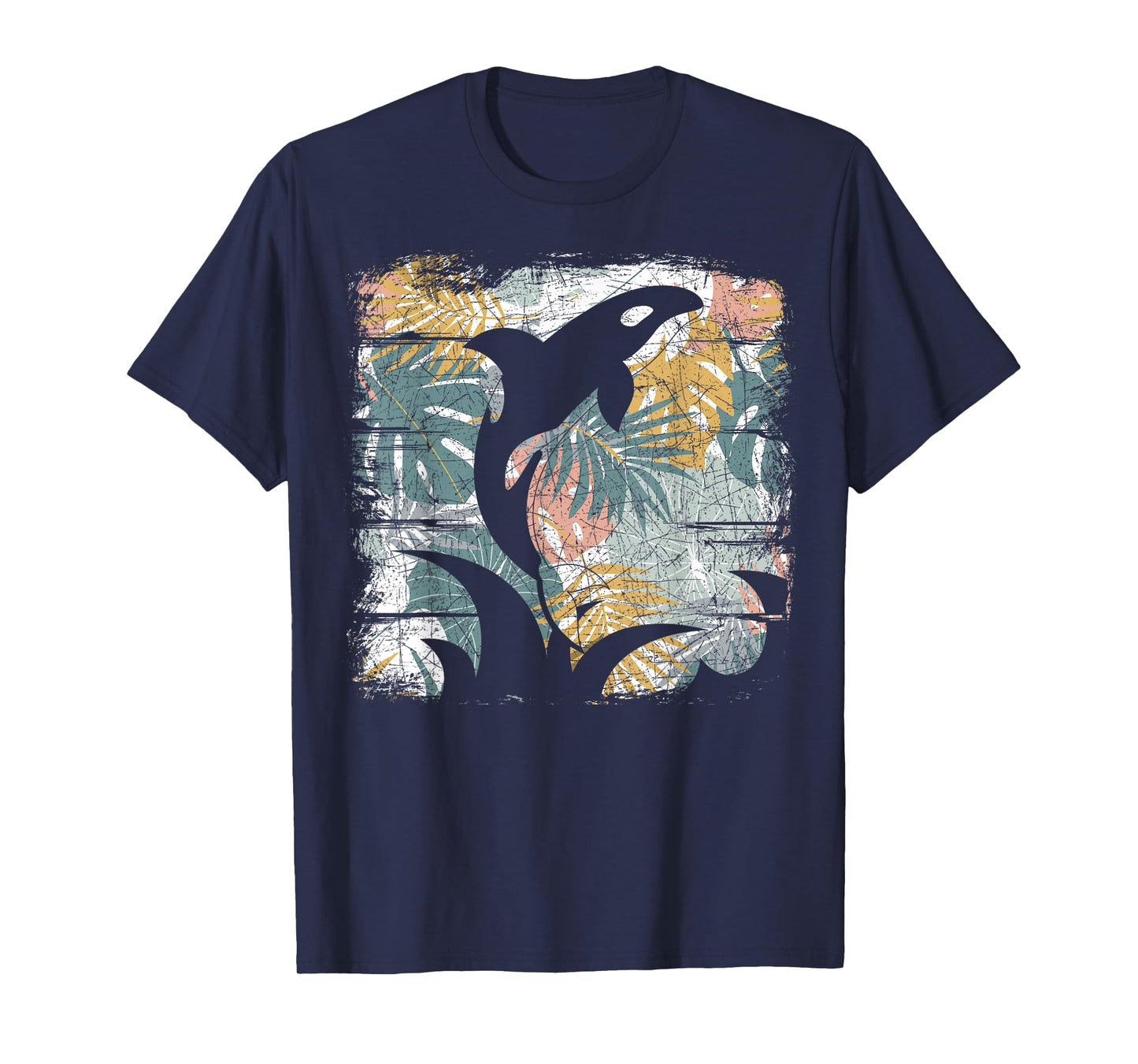 Tropical Nature Pattern Exotic Summer Vacation Whale Orca T-Shirt