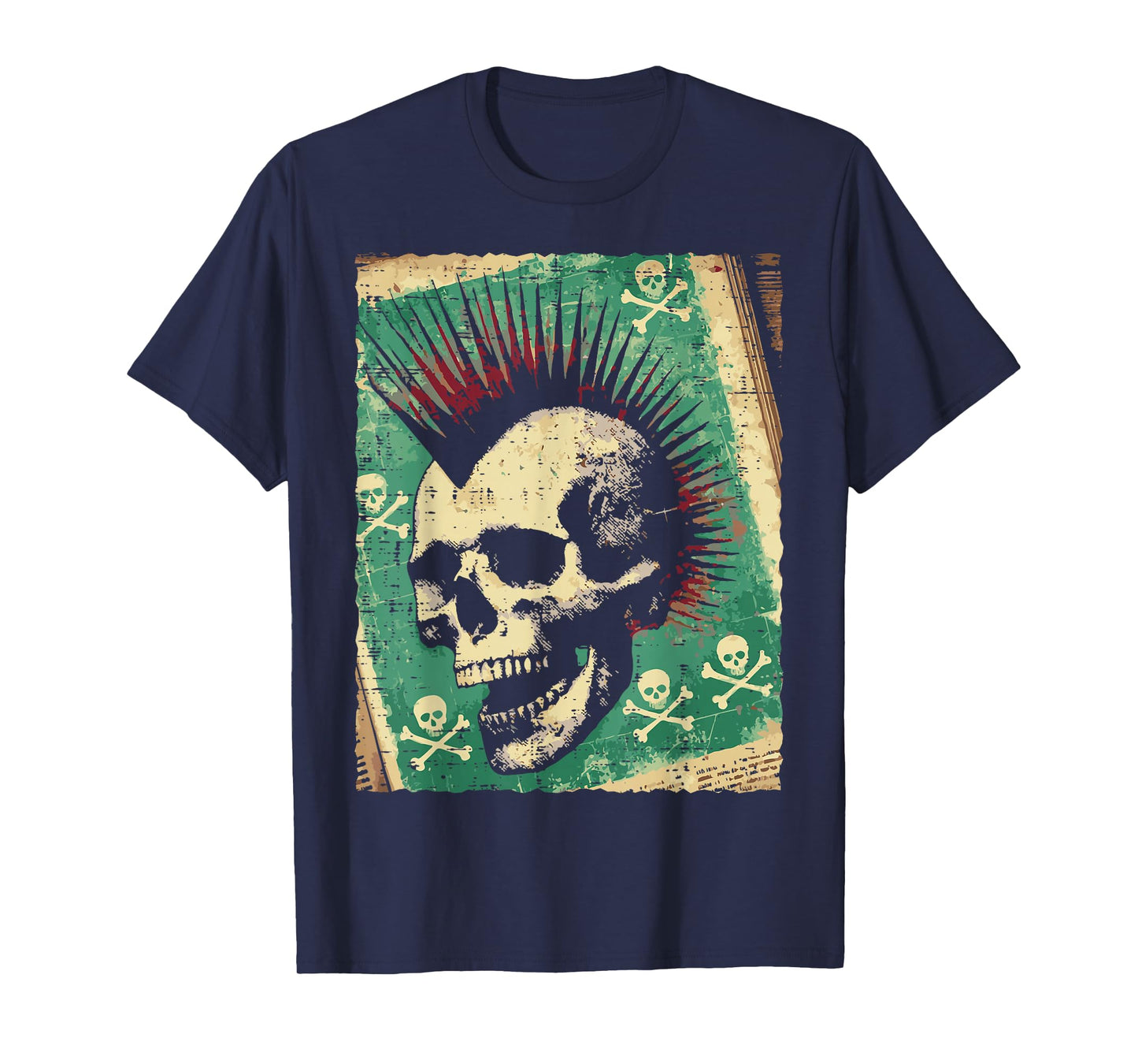 Street Wear Punk Skull Mohawk Vintage Goth Men Women Kids T-Shirt