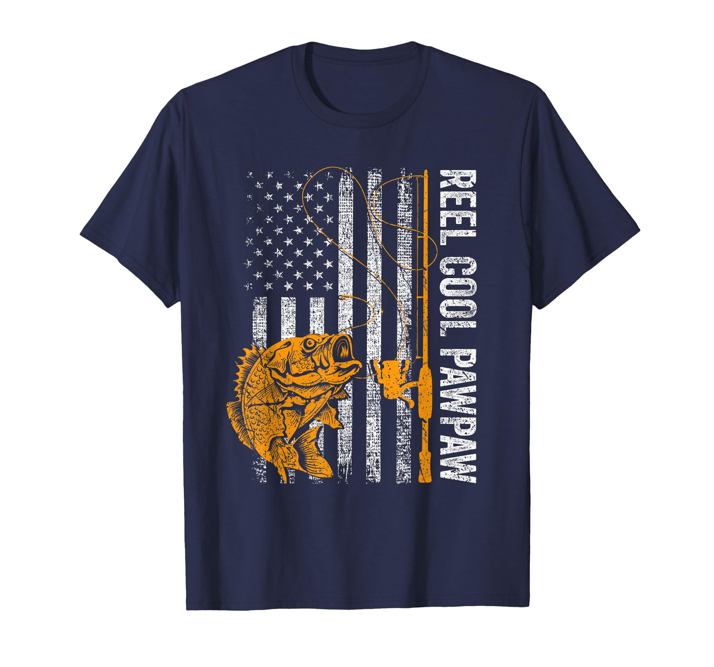 Reel Cool Pawpaw American Flag Fishing Fathers Day T-Shirt