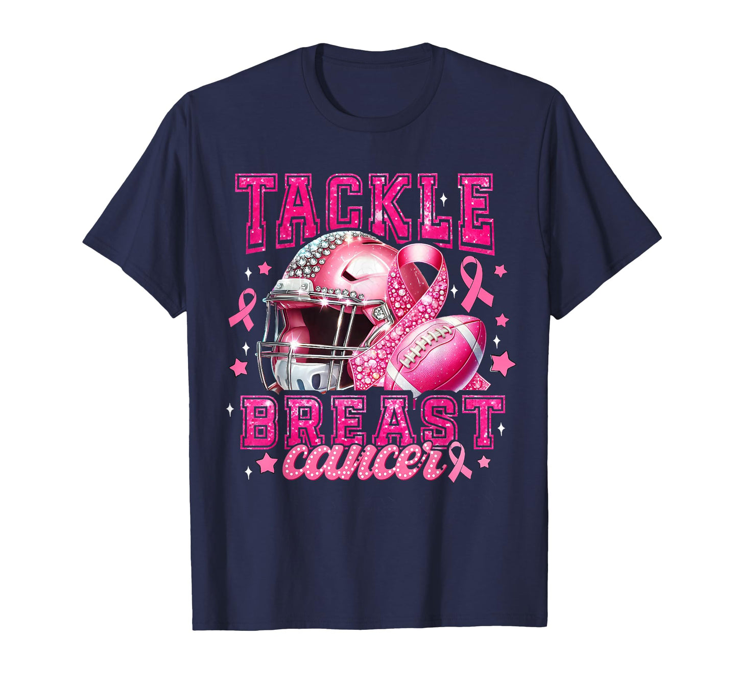 Tackle Breast Cancer Awareness Pink Ribbon American Football T-Shirt