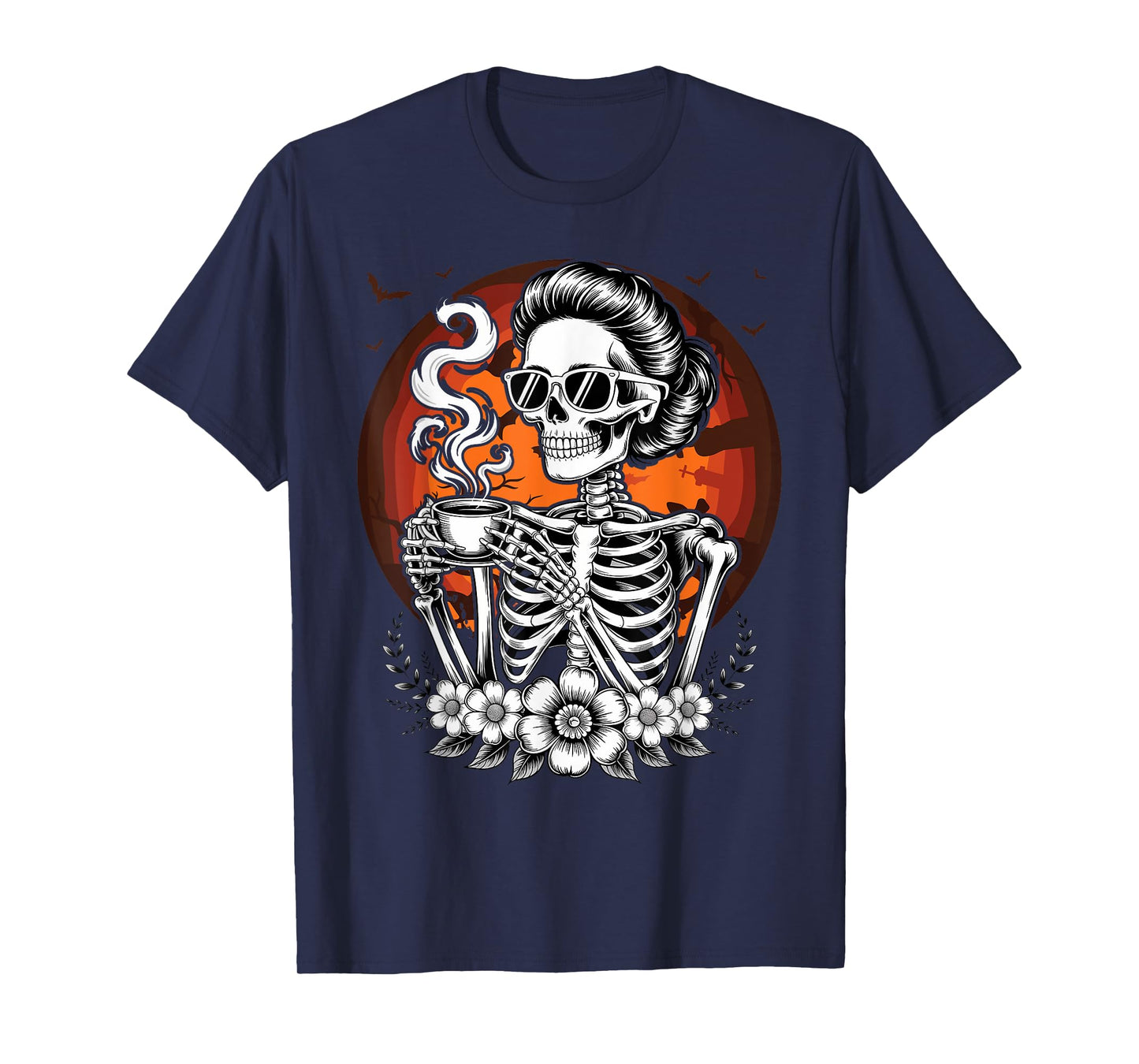 Halloween Skeleton Coffee Funny Costume Mom Women Girls Teen T-Shirt