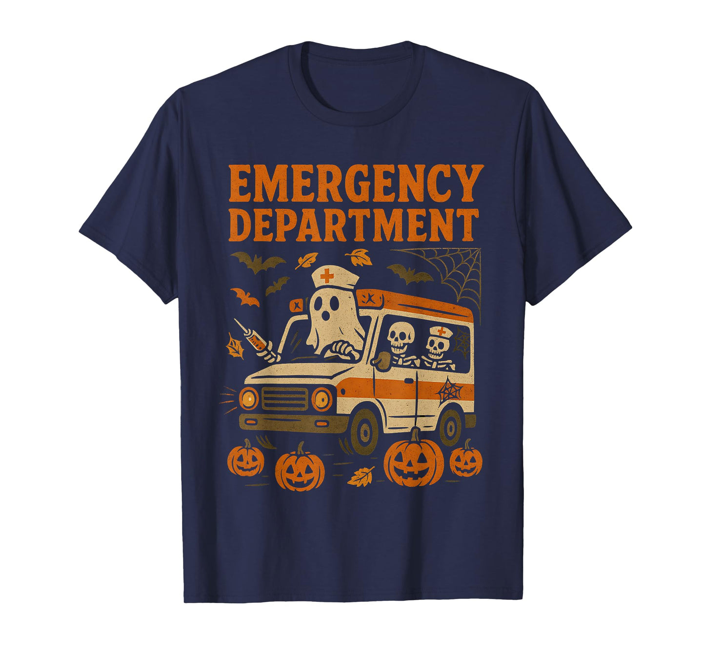 Emergency Department Ghost Ambulance ER Nurse Squad Hallween T-Shirt