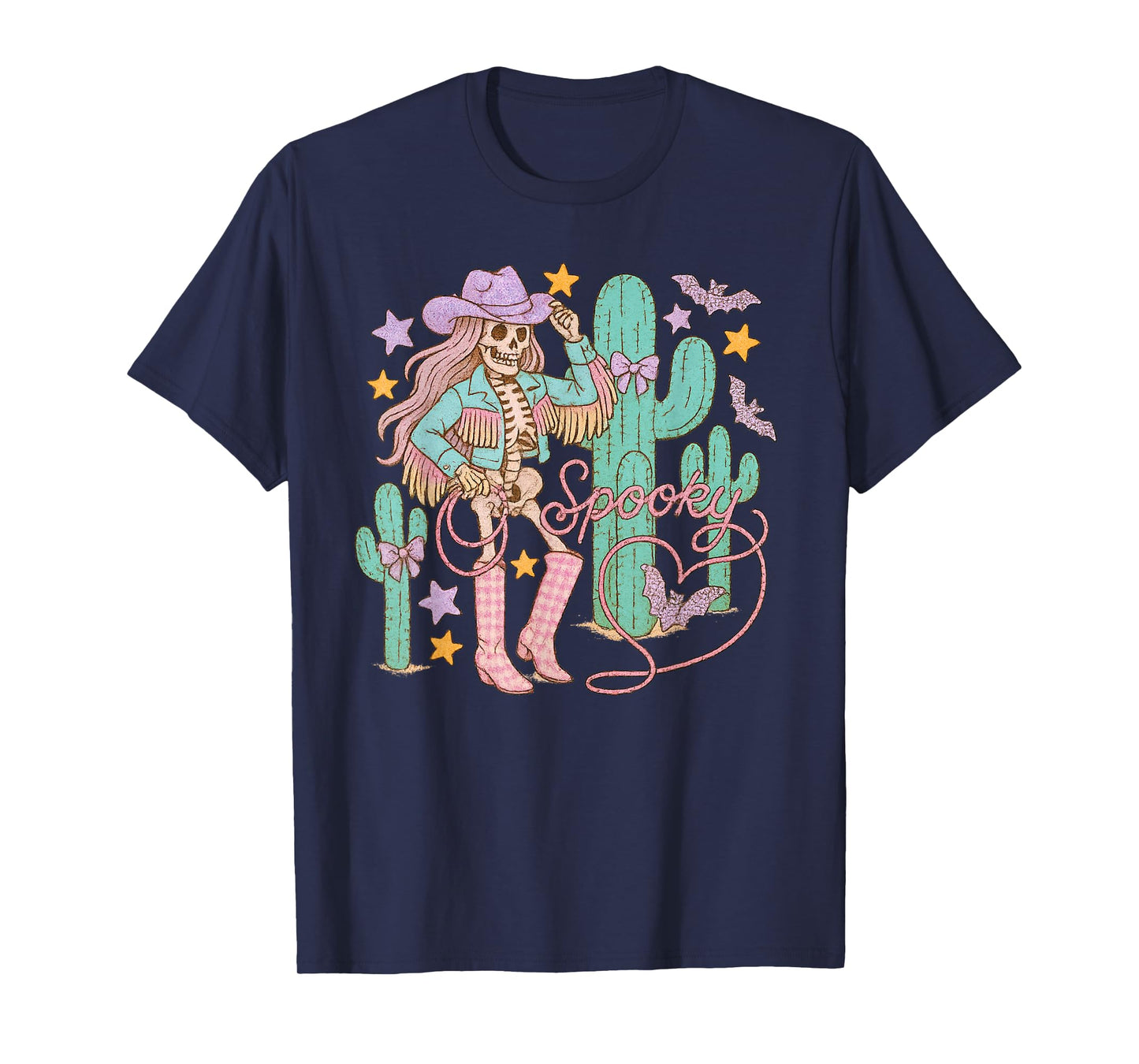 Spooky Cowgirl Skeleton Ghost Halloween Western T-Shirt