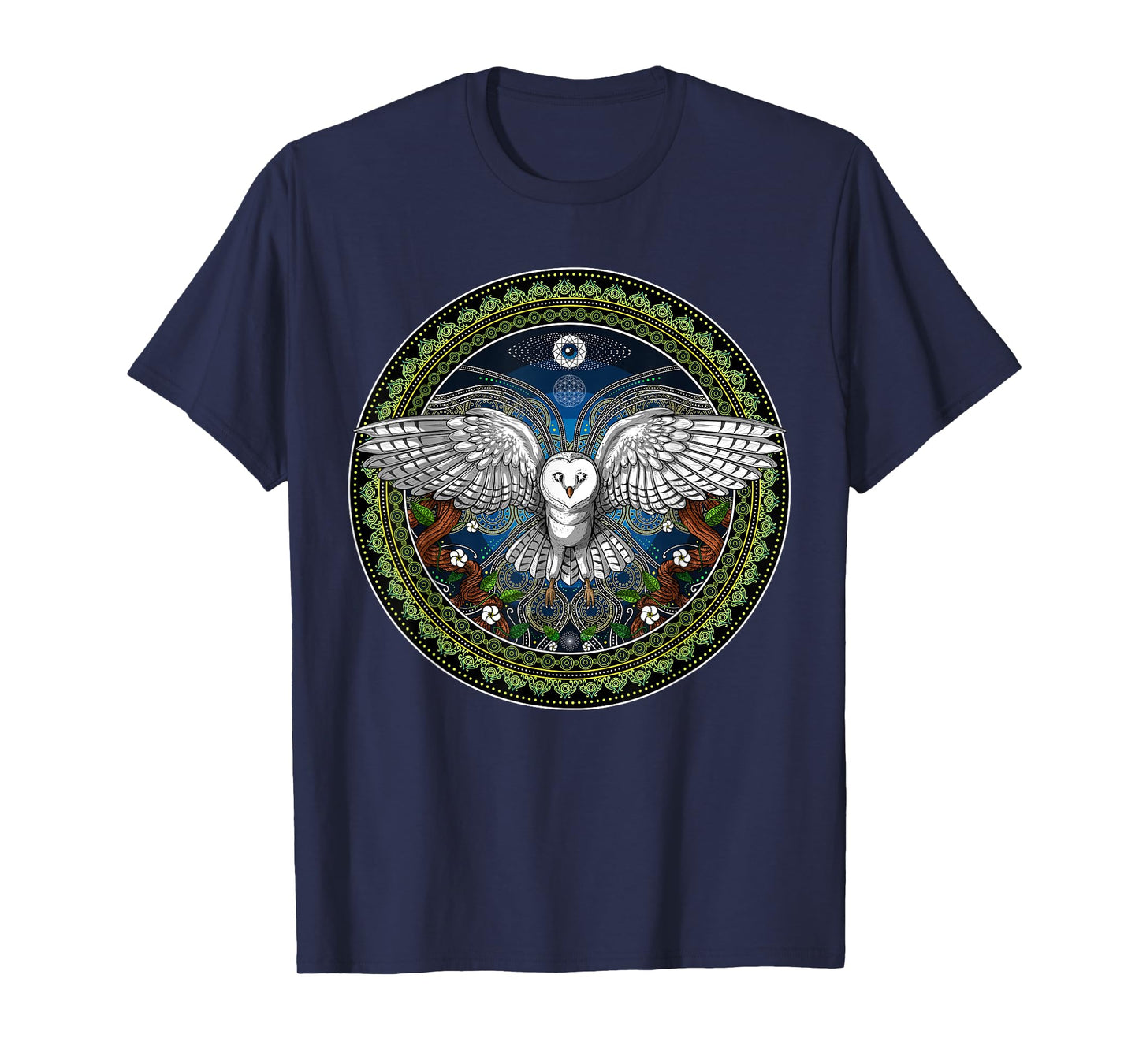 Owl Bird Floral Nature Forest Botanical Sacred Geometry T-Shirt