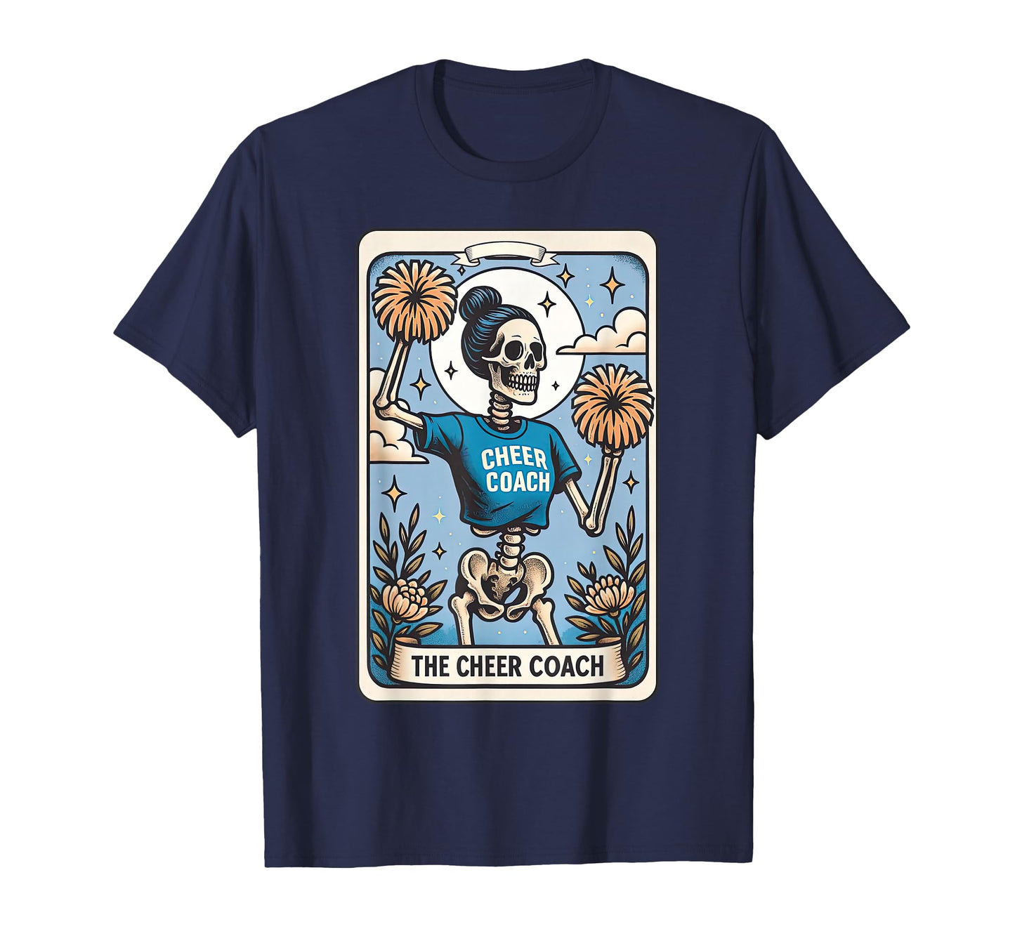Cheer Coach Tarot Card Skeleton Cheerleading Halloween T-Shirt