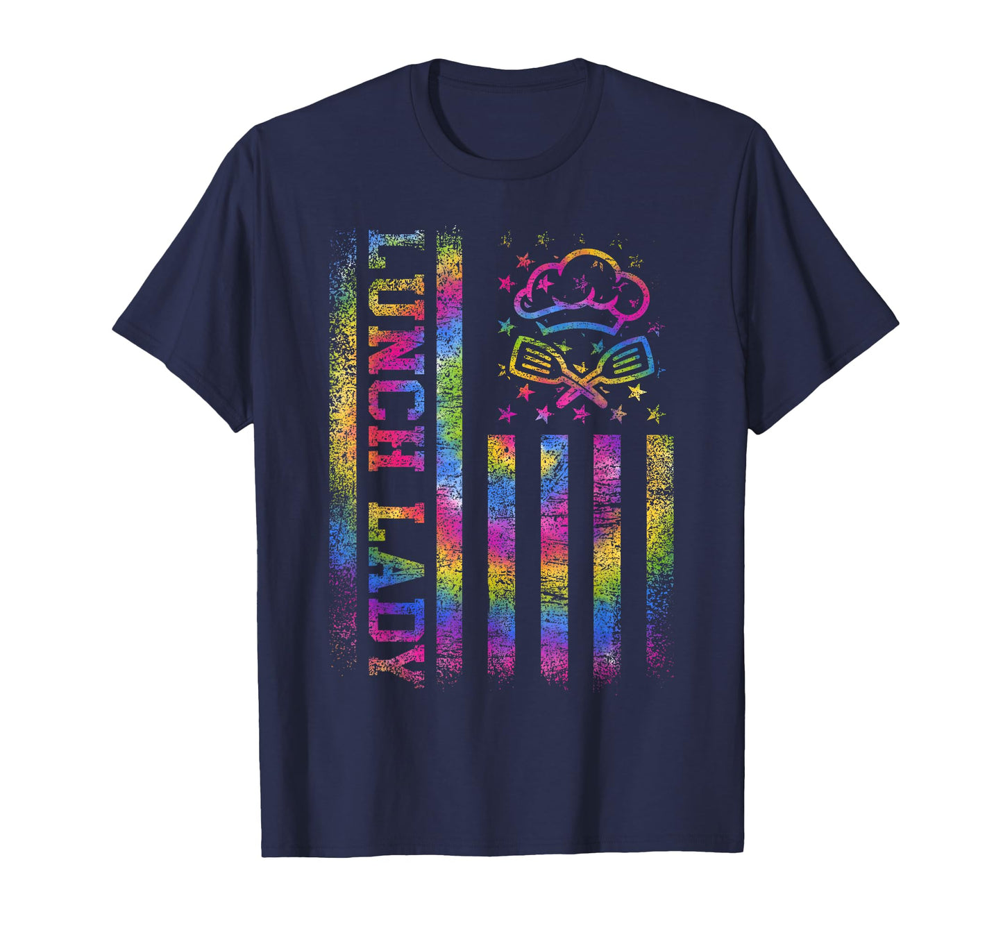 School Lunch Lady Squad US Flag Tie Dye Proud Cafeteria Crew T-Shirt