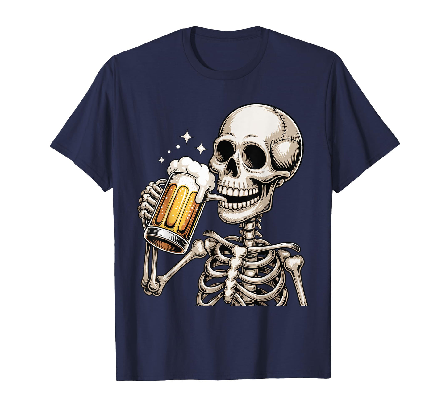 Halloween Creepy Skeleton Drinking Beer Funny Trick or Treat T-Shirt