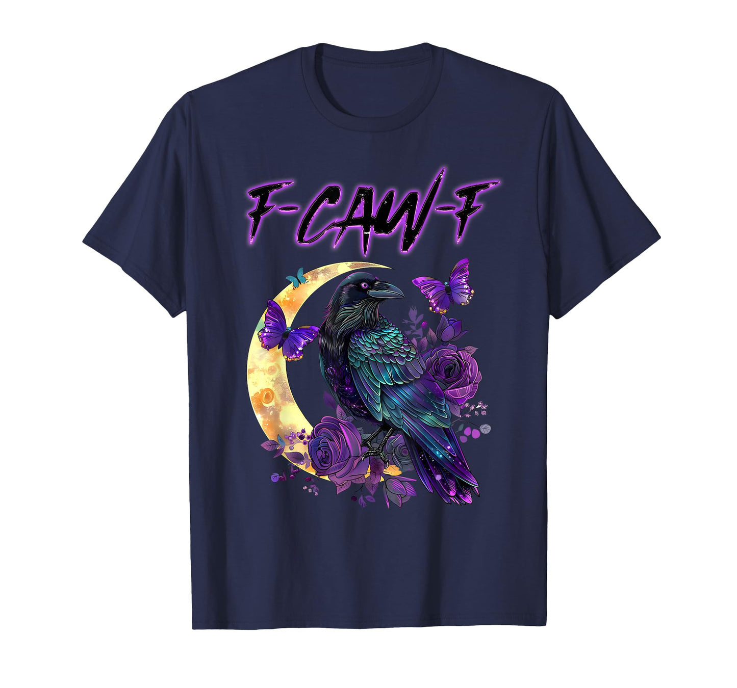 F-Caw-F Funny Raven Black Crow Spooky Season Halloween Retro T-Shirt