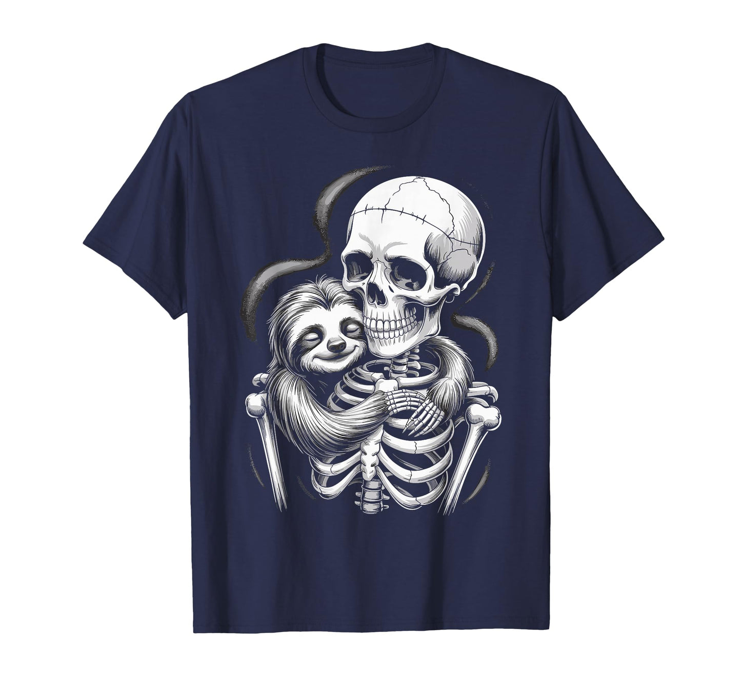 Skeleton Hugging Sloth Lover Spooky Season Halloween T-Shirt