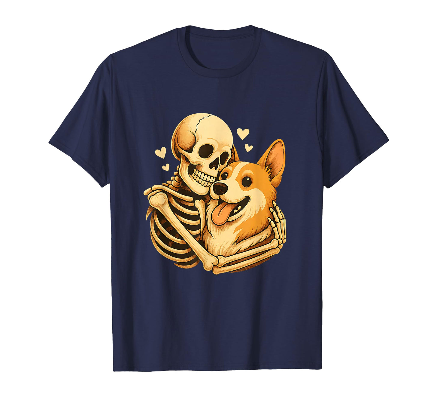 Halloween Skeleton Hugging Corgi Dog Cute Spooky Style T-Shirt